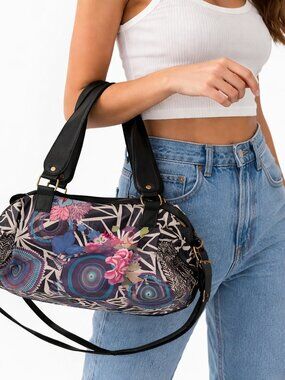 Desigual Y2K Large Patchwork Floral Shoulder Bag Embroidered Accents Pockets